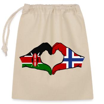 Kenia Norwegen Hände Herzform - Verschließbarer Geschenkbeutel aus Baumwolle (25x30cm) - Natur - Vorne