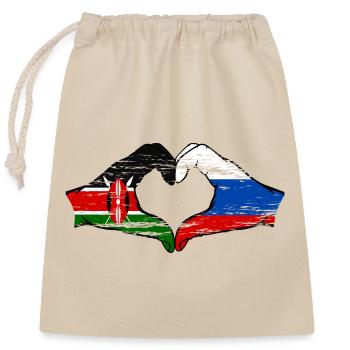 Kenia Russland Hände Herzform used - Verschließbarer Geschenkbeutel aus Baumwolle (25x30cm) - Natur - Vorne