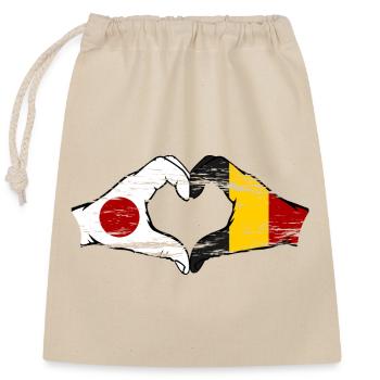 Japan Belgium hands heart shape used - Closable cotton gift bag (25x30cm) - nature - Front