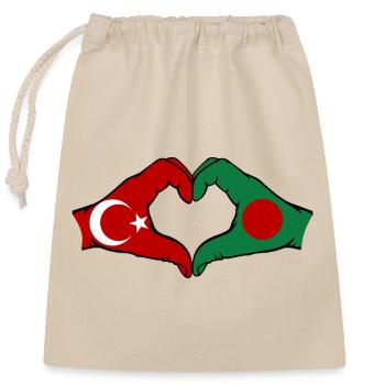 Türkei Bangladesch Hände Herzform - Verschließbarer Geschenkbeutel aus Baumwolle (25x30cm) - Natur - Vorne