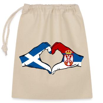 Ecosse Serbie drapeau coeur forme - Sac cadeau en coton avec cordon (25 x 30 cm) - nature - Devant