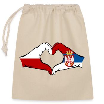 Pologne Serbie drapeau coeur forme - Sac cadeau en coton avec cordon (25 x 30 cm) - nature - Devant