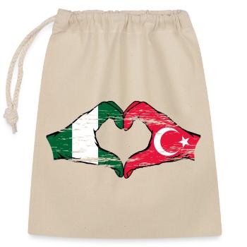 Nigeria Turkey flag heart shape used - Closable cotton gift bag (25x30cm) - nature - Front