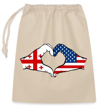 Géorgie USA Drapeau Mains Coeur Forme - Sac cadeau en coton avec cordon (25 x 30 cm) - nature - Devant