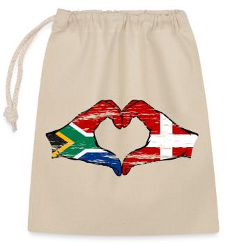 Afrique du Sud Danemark drapeau mains forme de coeur utilisé - Sac cadeau en coton avec cordon (25 x 30 cm) - nature - Devant