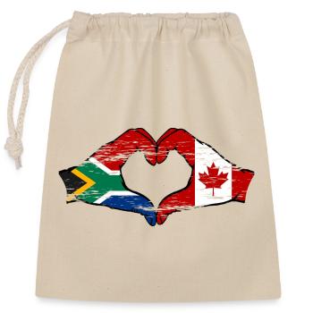Südafrika Kanada Flagge Hände Herzform used - Verschließbarer Geschenkbeutel aus Baumwolle (25x30cm) - Natur - Vorne