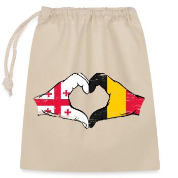 Géorgie, Belgique, drapeau, mains, forme coeur, utilisé - Sac cadeau en coton avec cordon (25 x 30 cm) - nature - Devant
