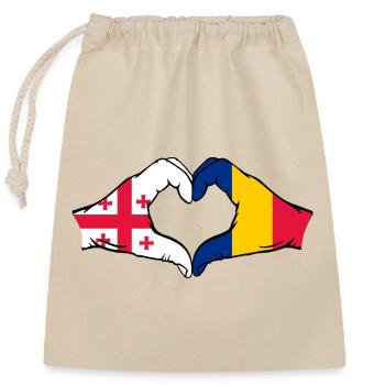 Géorgie Roumanie drapeau mains forme de coeur - Sac cadeau en coton avec cordon (25 x 30 cm) - nature - Devant