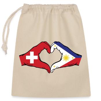 Switzerland Philippines Flag Hands Heart Shape - Closable cotton gift bag (25x30cm) - nature - Front