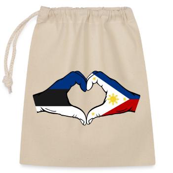 Estonia Philippines Flag Hands Heart Shape - Closable cotton gift bag (25x30cm) - nature - Front