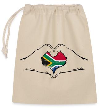 Drapeau de l’Afrique du Sud mains en forme de coeur utilisé - Sac cadeau en coton avec cordon (25 x 30 cm) - nature - Devant