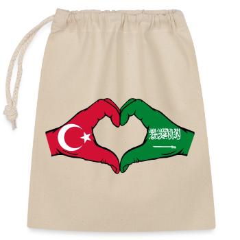 Turkey Saudi Arabia Flag Hands Heart Shape - Closable cotton gift bag (25x30cm) - nature - Front