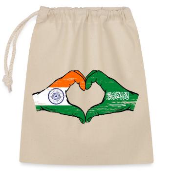 India Saudi Arabia Flag Hands Heart Shape Used - Closable cotton gift bag (25x30cm) - nature - Front