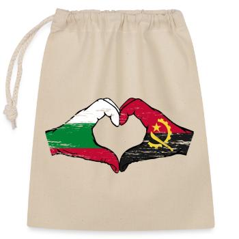 Bulgarie Angola drapeau mains forme de coeur utilisé - Sac cadeau en coton avec cordon (25 x 30 cm) - nature - Devant