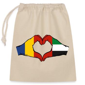 Rumänien Vereinigte Arabische Emirate Herz - Verschließbarer Geschenkbeutel aus Baumwolle (25x30cm) - Natur - Vorne