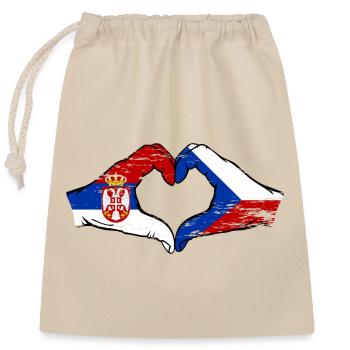 Serbie République tchèque drapeau mains forme de coeur utilisé - Sac cadeau en coton avec cordon (25 x 30 cm) - nature - Devant