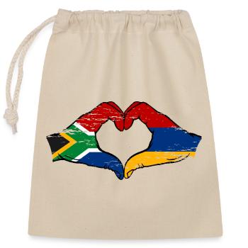 Afrique du Sud Arménie drapeau mains forme de coeur utilisé - Sac cadeau en coton avec cordon (25 x 30 cm) - nature - Devant