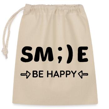 Smile - Be happy - Positive Thinking - Closable cotton gift bag (25x30cm) - nature - Front