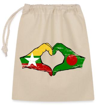 Myanmar Bangladesch Flagge Hände Herzform used - Verschließbarer Geschenkbeutel aus Baumwolle (25x30cm) - Natur - Vorne