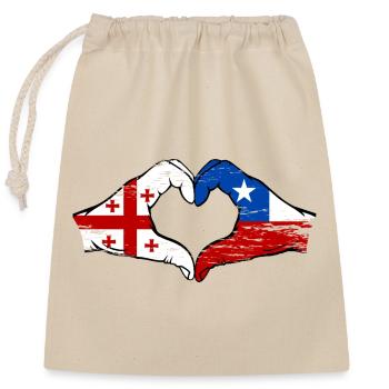 Géorgie Chili Drapeau Mains Coeur Forme Utilisé - Sac cadeau en coton avec cordon (25 x 30 cm) - nature - Devant