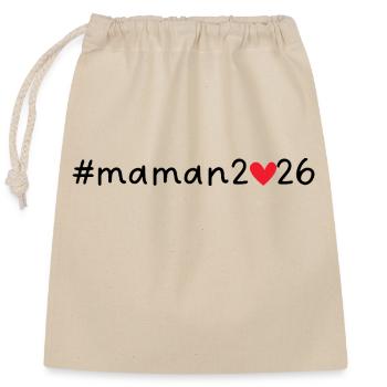 Mama 2026 - Verschließbarer Geschenkbeutel aus Baumwolle (25x30cm) - Natur - Vorne