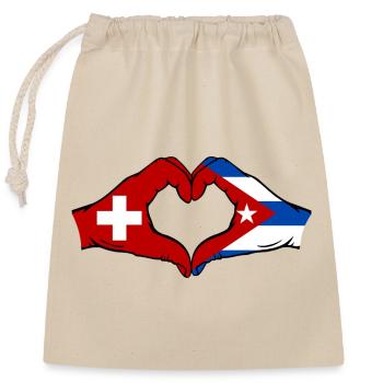 Schweiz Kuba Flagge Hände Herzform - Verschließbarer Geschenkbeutel aus Baumwolle (25x30cm) - Natur - Vorne