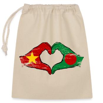 Vietnam Bangladesch Flagge Hände Herzform used - Verschließbarer Geschenkbeutel aus Baumwolle (25x30cm) - Natur - Vorne