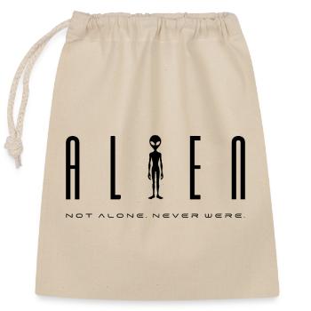 Alien Sci-Fi Design – Not Alone. Never Were. - Closable cotton gift bag (25x30cm) - nature - Front