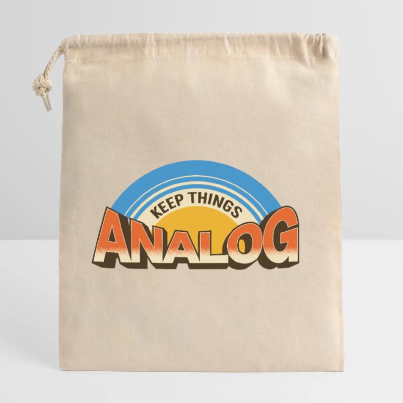 Keep Things Analog – Retro Tech-Statement Verschließbarer Geschenkbeutel aus Baumwolle (25x30cm)