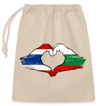 Thaïlande Bulgarie drapeau mains forme de coeur utilisé - Sac cadeau en coton avec cordon (25 x 30 cm) - nature - Devant