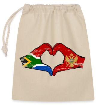 Afrique du Sud Monténégro drapeau mains forme de coeur utilisé - Sac cadeau en coton avec cordon (25 x 30 cm) - nature - Devant