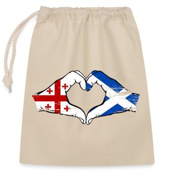 Géorgie Ecosse Drapeau Mains Coeur Forme Utilisé - Sac cadeau en coton avec cordon (25 x 30 cm) - nature - Devant