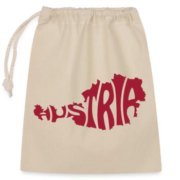 Austria Map Artistic Typography Design - Closable cotton gift bag (25x30cm) - nature - Front