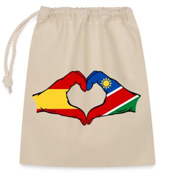 Spanien Namibia Flagge Hände Herzform - Verschließbarer Geschenkbeutel aus Baumwolle (25x30cm) - Natur - Vorne