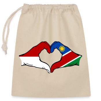 Monaco_Nairobi_Flagge_Haende_Herzform - Verschließbarer Geschenkbeutel aus Baumwolle (25x30cm) - Natur - Vorne