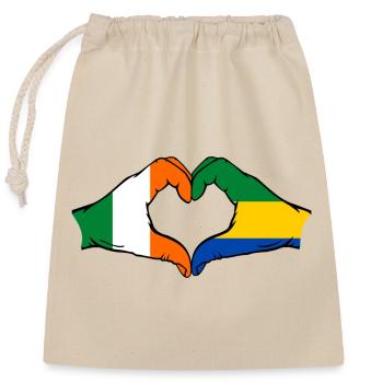 Ireland Gabon Flag Hands Heart Shape - Closable cotton gift bag (25x30cm) - nature - Front
