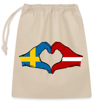 Sweden Latvia Flag Heart - Closable cotton gift bag (25x30cm) - nature - Front