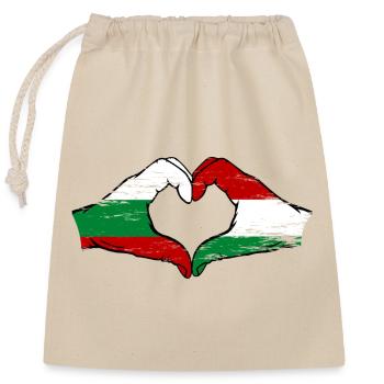 Bulgarien Ungarn Flagge Hände Herzform - Verschließbarer Geschenkbeutel aus Baumwolle (25x30cm) - Natur - Vorne