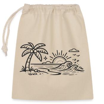 Tropical Palm Wave Line Art - Closable cotton gift bag (25x30cm) - nature - Front