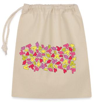 Cool clothing pattern  - Closable cotton gift bag (25x30cm) - nature - Front