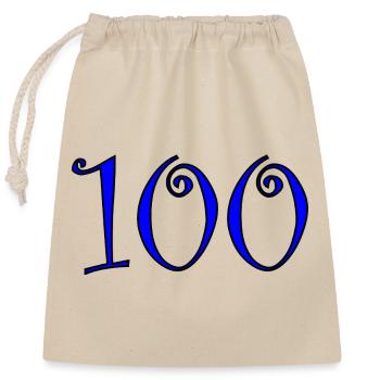 100. 100 YEARS. 100th ANNIVERSARY. BIRTHDAY 100 - Closable cotton gift bag (25x30cm) - nature - Front