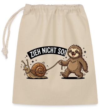 Zieh Nicht So Sloth Snail Funny German Animal  - Verschließbarer Geschenkbeutel aus Baumwolle (25x30cm) - Natur - Vorne
