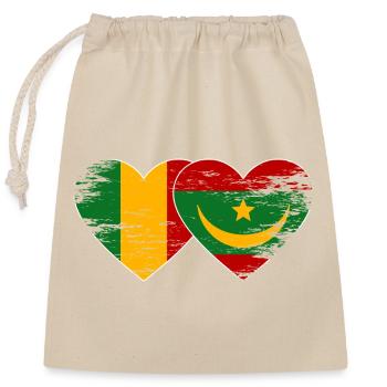 Mali Mauretanien Flagge Herz used - Verschließbarer Geschenkbeutel aus Baumwolle (25x30cm) - Natur - Vorne