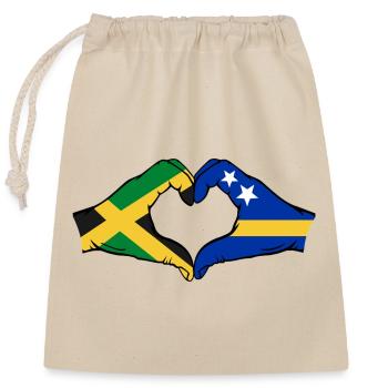Jamaica Curacao Flag Hands Heart Shape - Closable cotton gift bag (25x30cm) - nature - Front