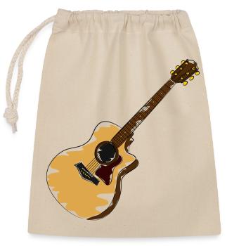 Rustic Acoustic Guitar Illustration - Closable cotton gift bag (25x30cm) - nature - Front