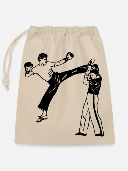 Kickboxen savate - Verschließbarer Geschenkbeutel aus Baumwolle (25x30cm) - Natur