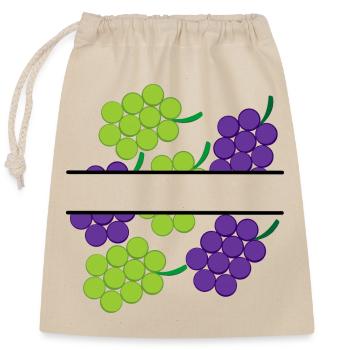 Raisins en bannière avec des raisins rouges et verts - Sac cadeau en coton avec cordon (25 x 30 cm) - nature - Devant