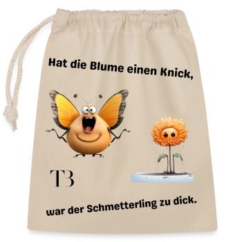 Dicker Schmetterling - Verschließbarer Geschenkbeutel aus Baumwolle (25x30cm) - Natur - Vorne