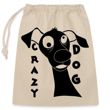 Chien fou en noir - Sac cadeau en coton avec cordon (25 x 30 cm) - nature - Devant