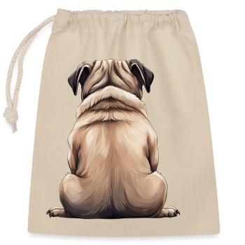 Mops - Verschließbarer Geschenkbeutel aus Baumwolle (25x30cm) - Natur - Vorne
